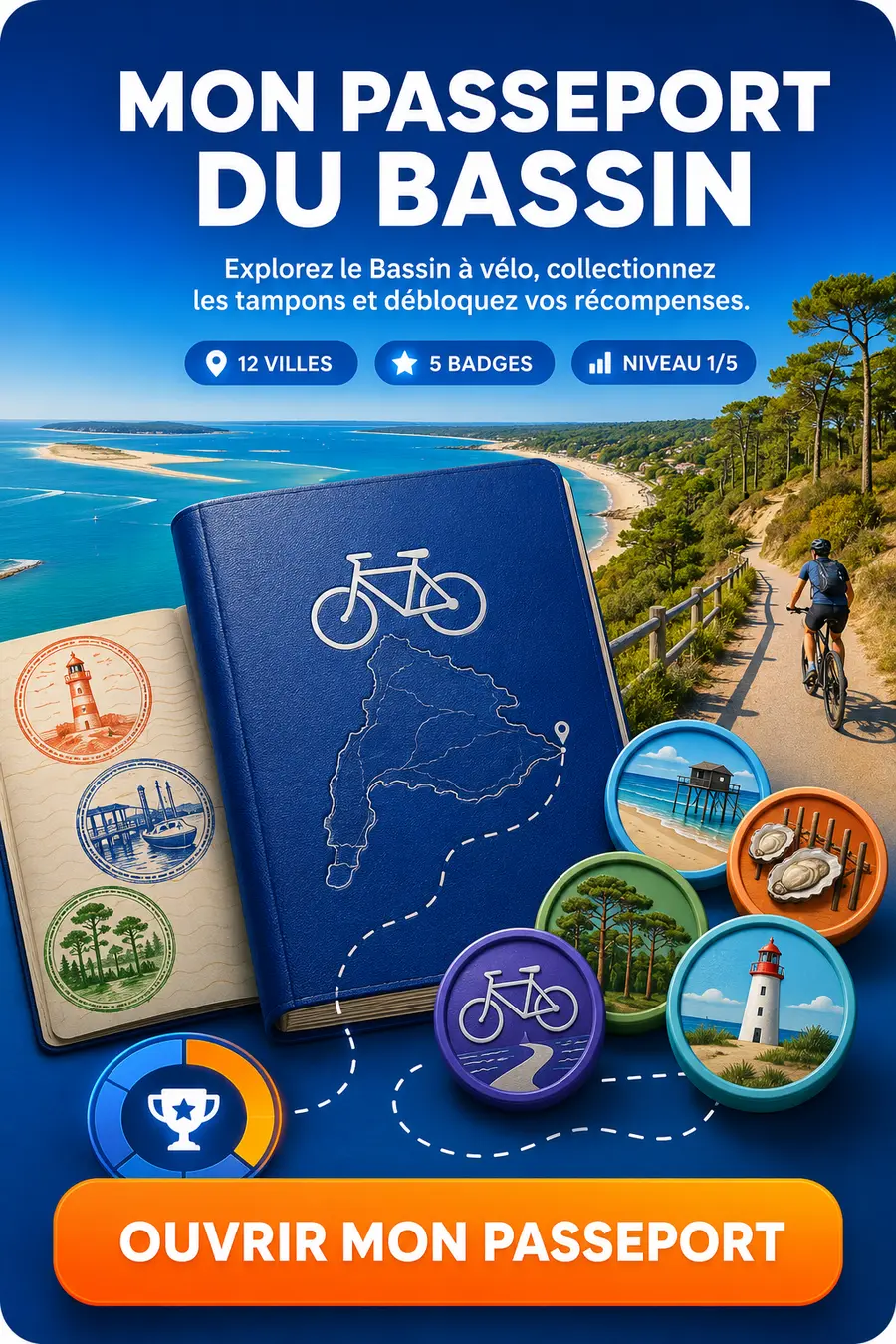 Mon passeport du Bassin : explorez à vélo, collectionnez les tampons et débloquez vos récompenses